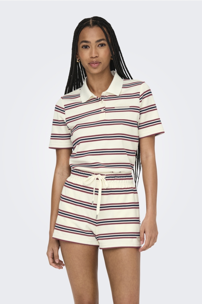 ONLEVIE S/S POLO TOP JRS 15351930 ANTIQUE WHITE/NAVY BLAZER
